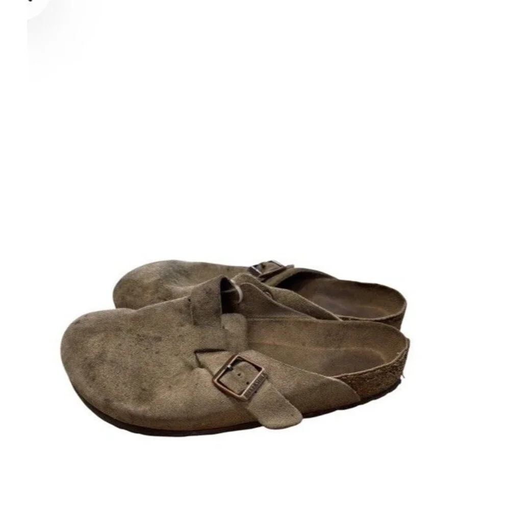 Birkenstock Boston Suede Clog Sandals Beige Men’s Buckle EU 42 US 9